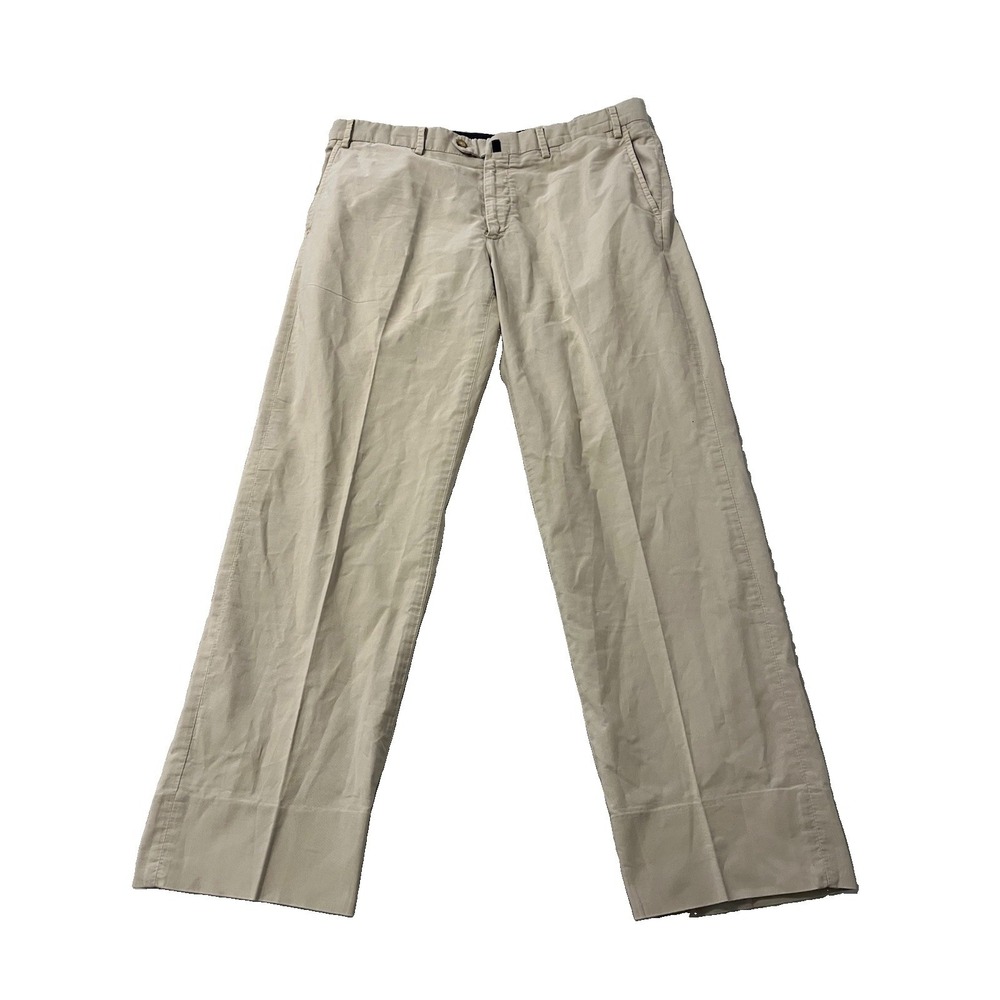 Caruso Neiman Marcus 100% Cotton Cream Twill Pleated 34x29 Pants 50
